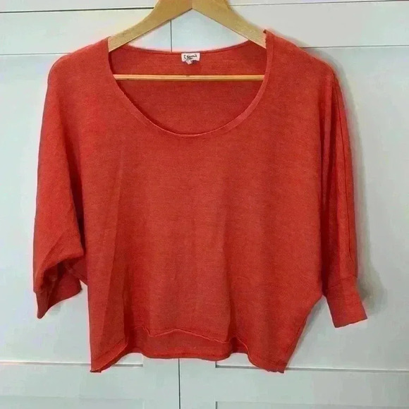 Splendid Tops - Splendid Crop 3/4 Sleeve Sz: Small Orange Lightweight jersey